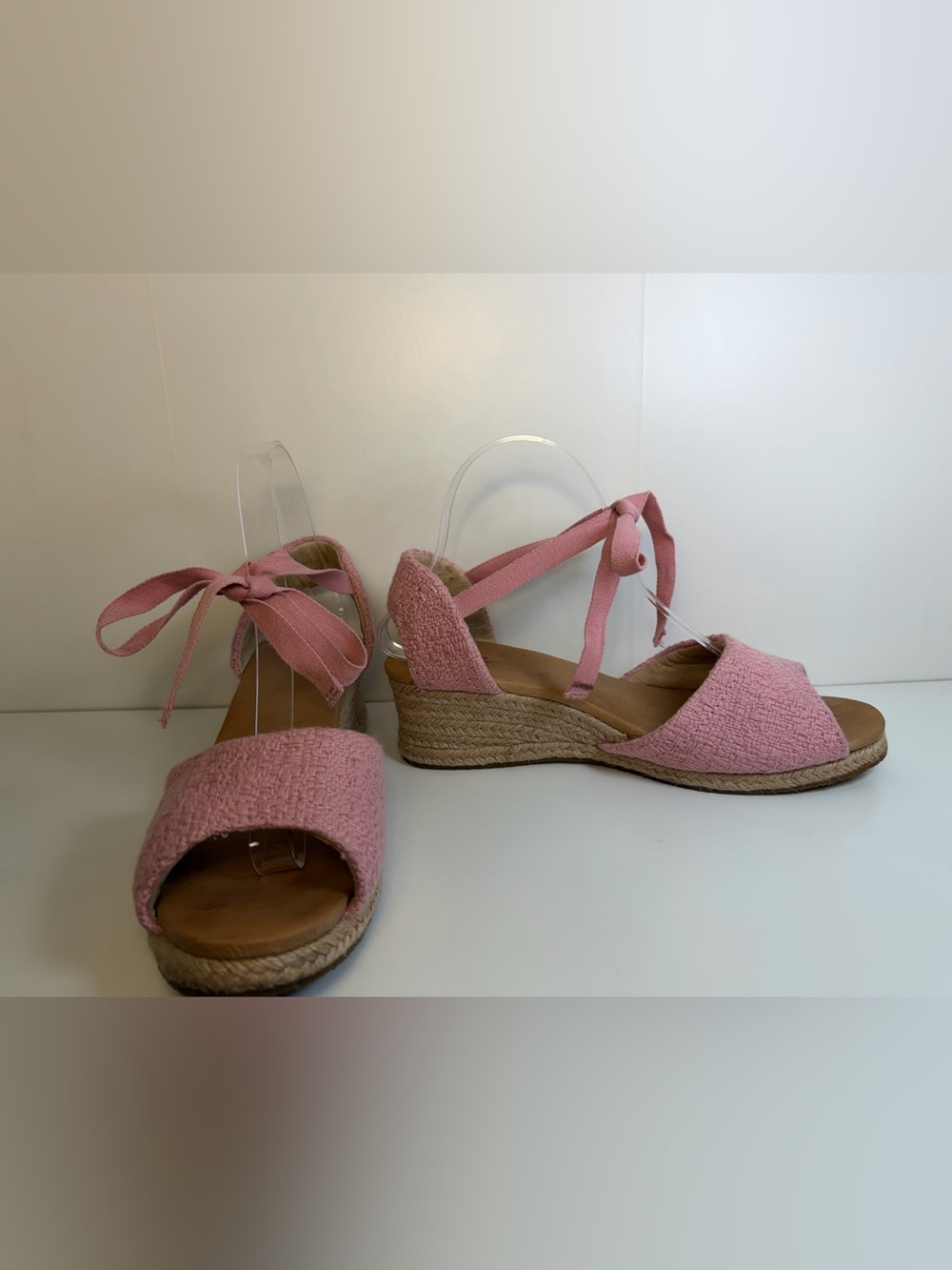 UGG Pink Espadrille Wedge Sandals with Ankle Wrap
